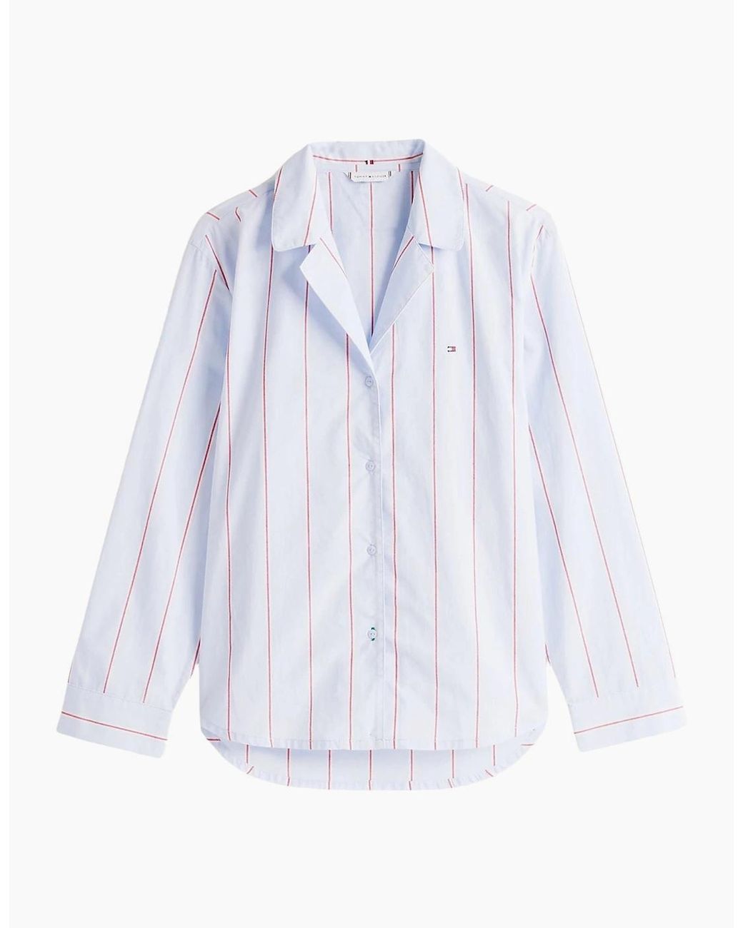 Tommy Hilfiger White Heritage Stripe Woven Poplin Pyjama Shirt, Sweet