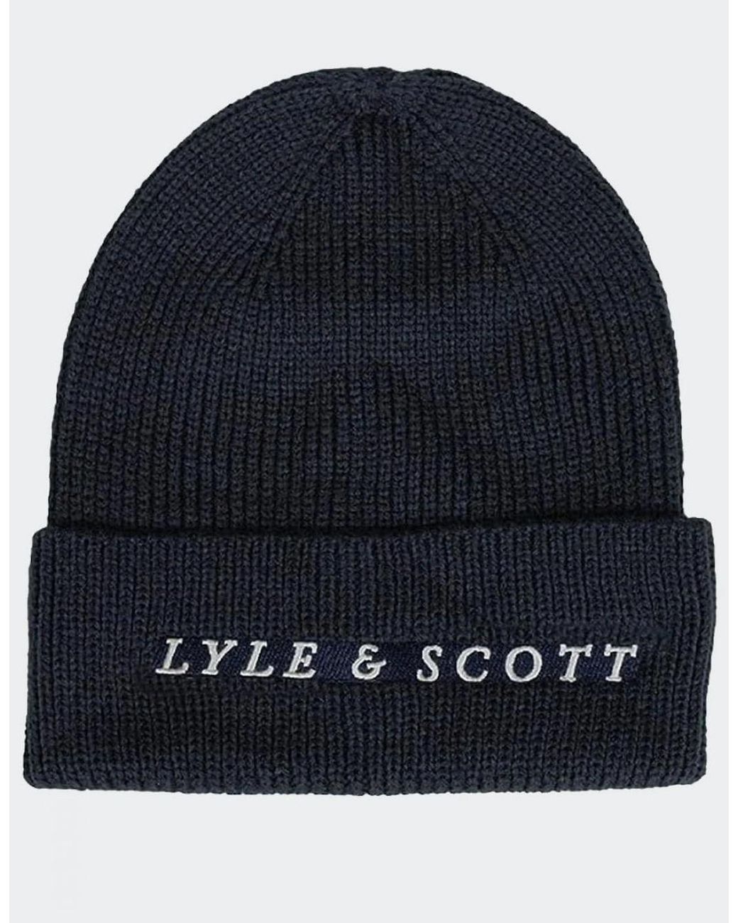 Lyle & Scott Blue Lyle & Scott Ribbed Beanie for men
