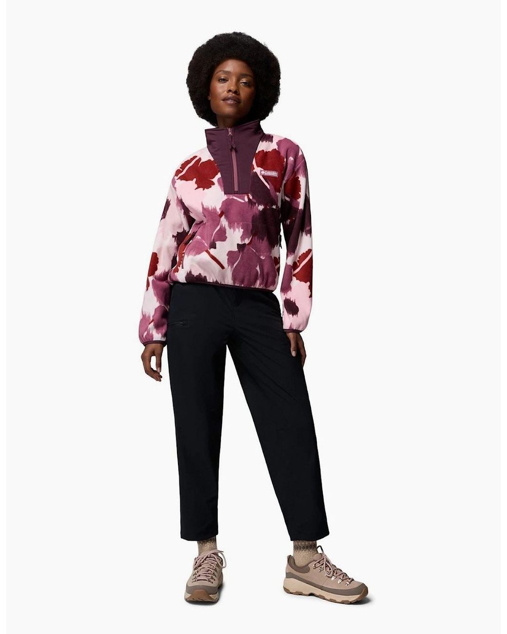 Columbia Red Sequoia Grove Ii Printed Half Zip Polyester Fleece Pullover