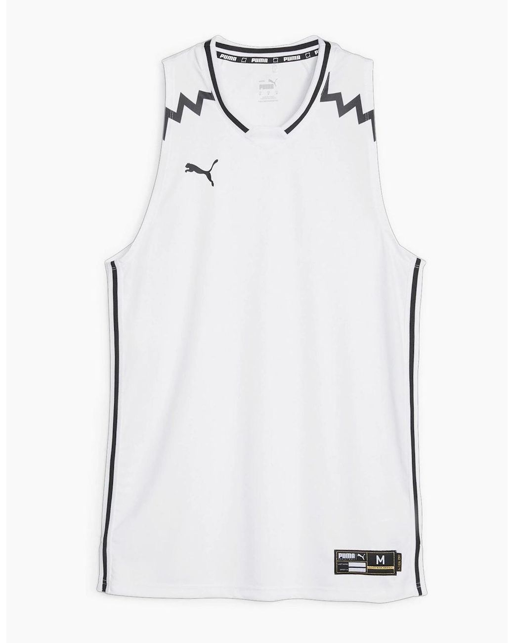 PUMA White Hoops Team Game Performance Basketball Jersey for men