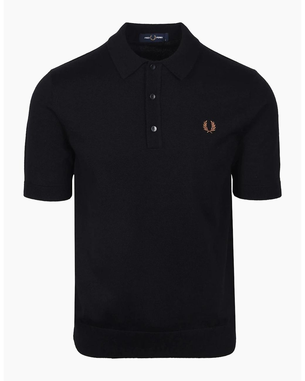 Fred Perry Black Cotton Knitted Shirt for men