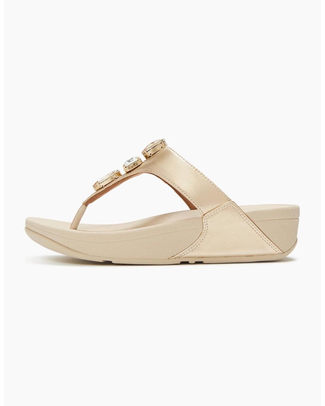 Fitflop White Lulu Ultra-Jewel Metallic Toe-Post Sandals