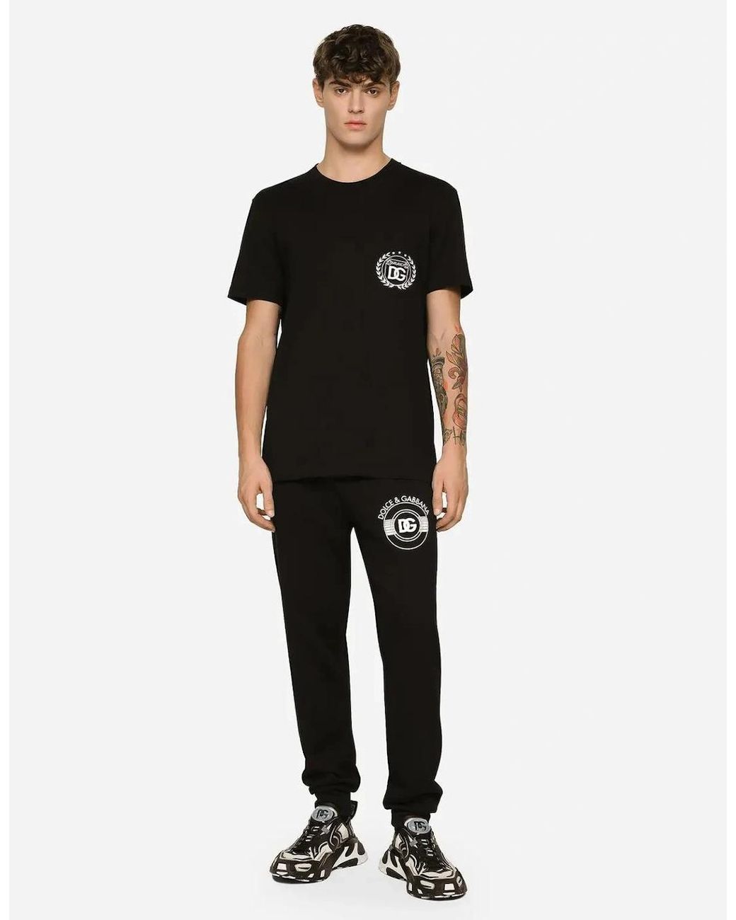 Dolce & Gabbana Black Dg Logo Print Joggers for men