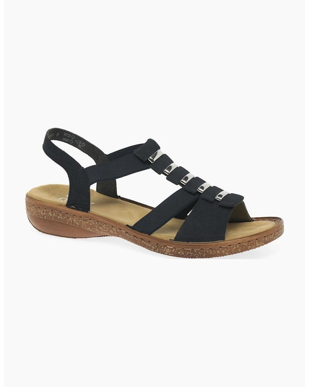 Rieker Black Trim Sling Back Sandals