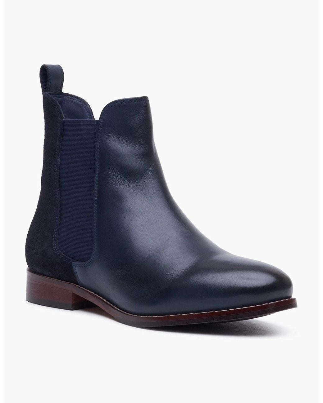 Hush Puppies Blue Colette Leather Wide Fit Flat Chelsea Boots