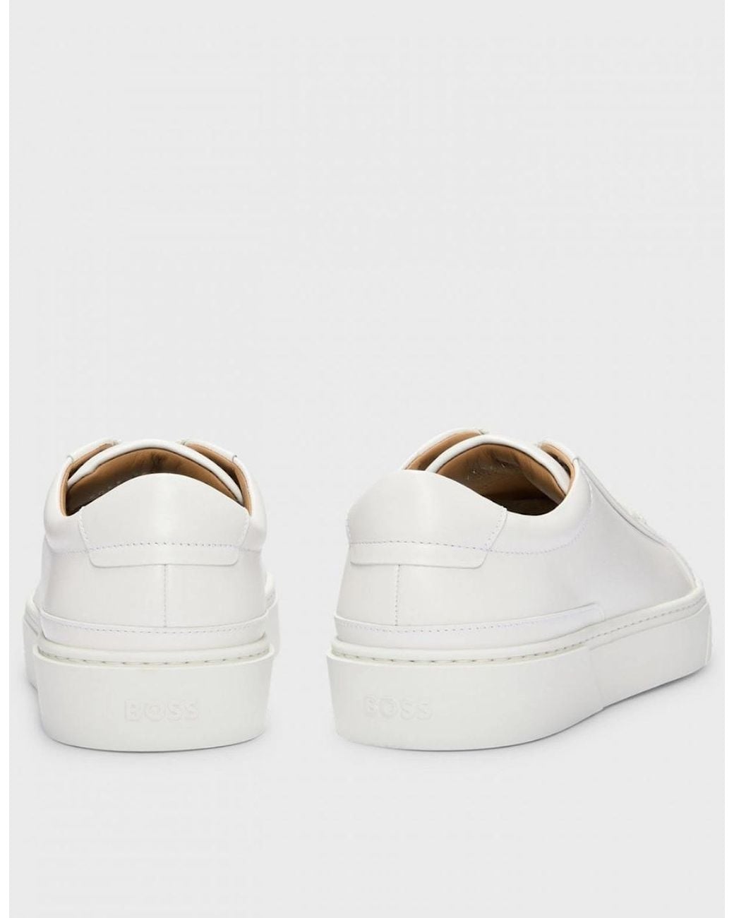 Boss White Boss Gary Tenn Leather Low-Top Trainers With Branded Lace Loop Nos for men