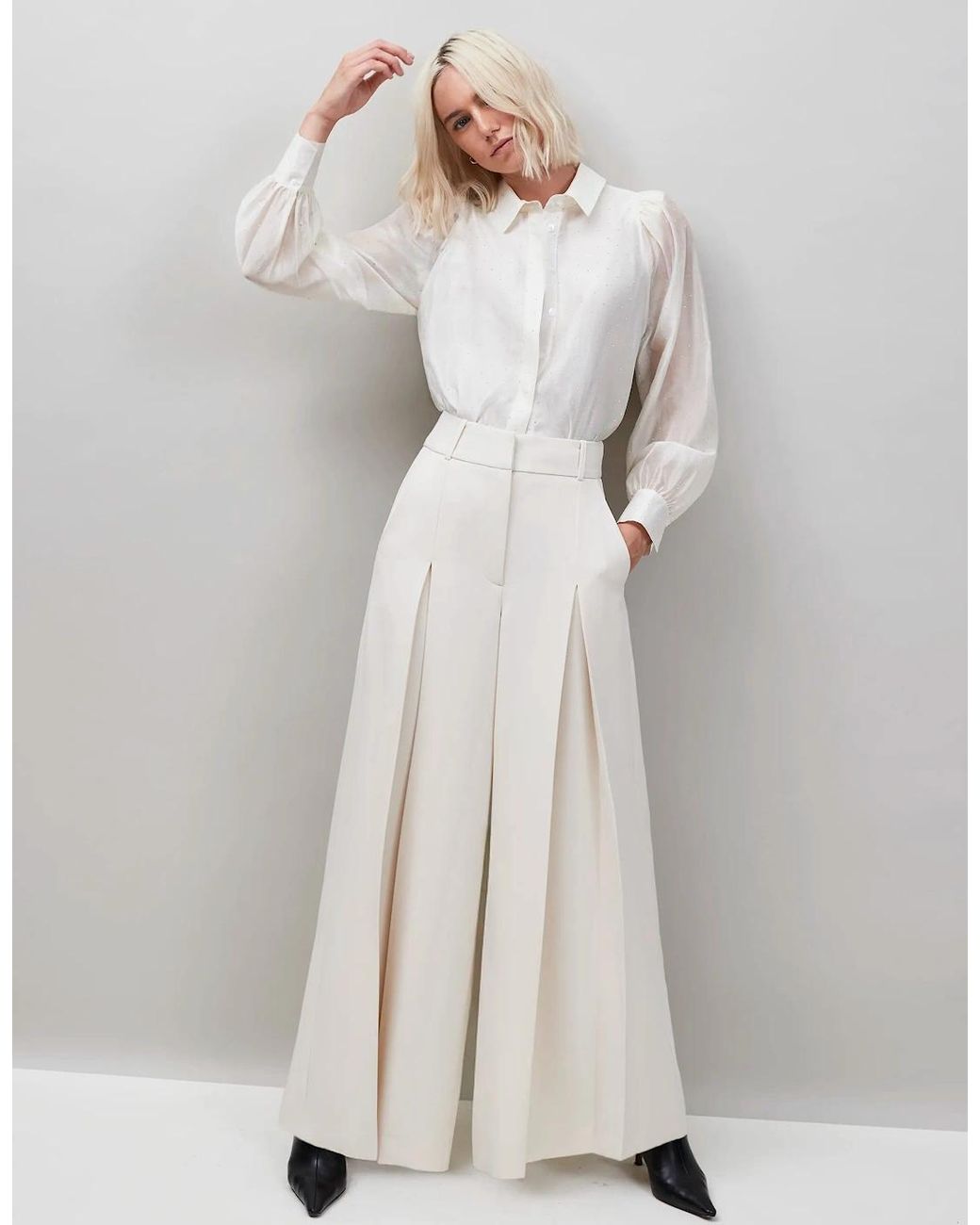 Ro&zo White Wide-Leg Trousers