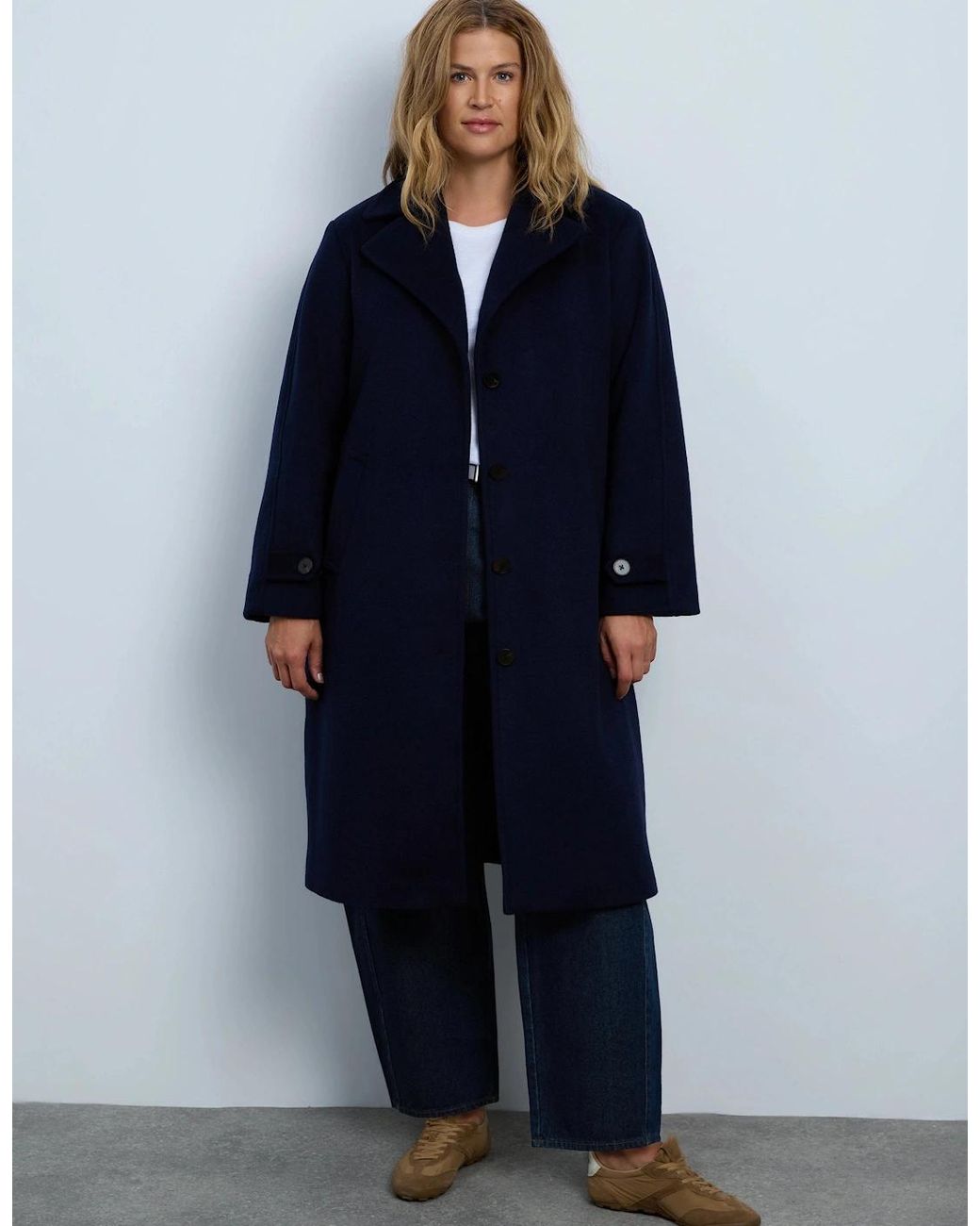 Live Unlimited London Blue Wool Blend Tailored Coat