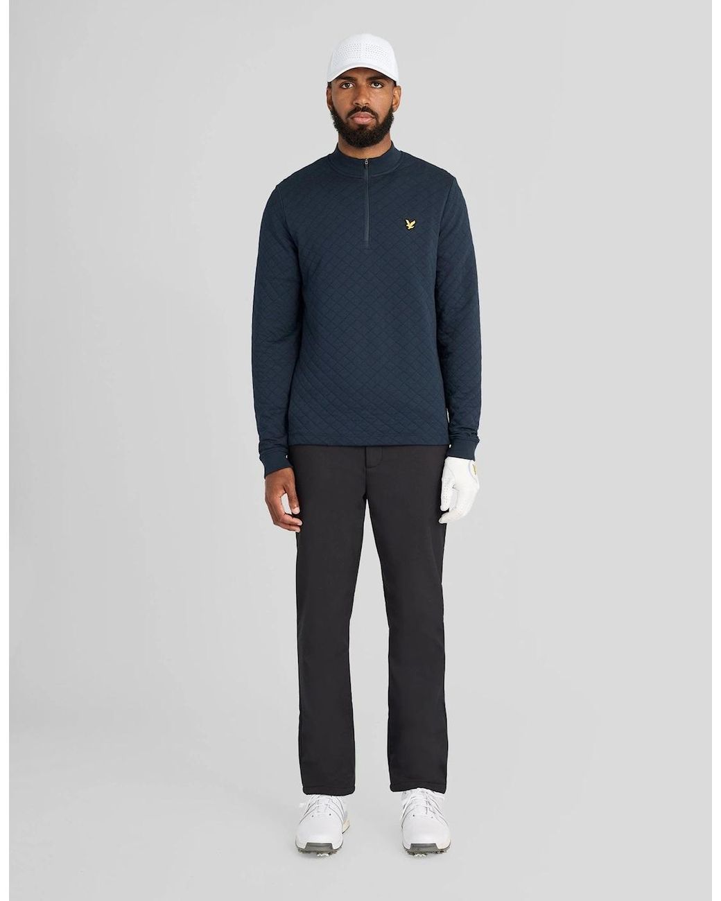 Lyle & Scott Blue Quilted 1/4 Zip Midlayer for men