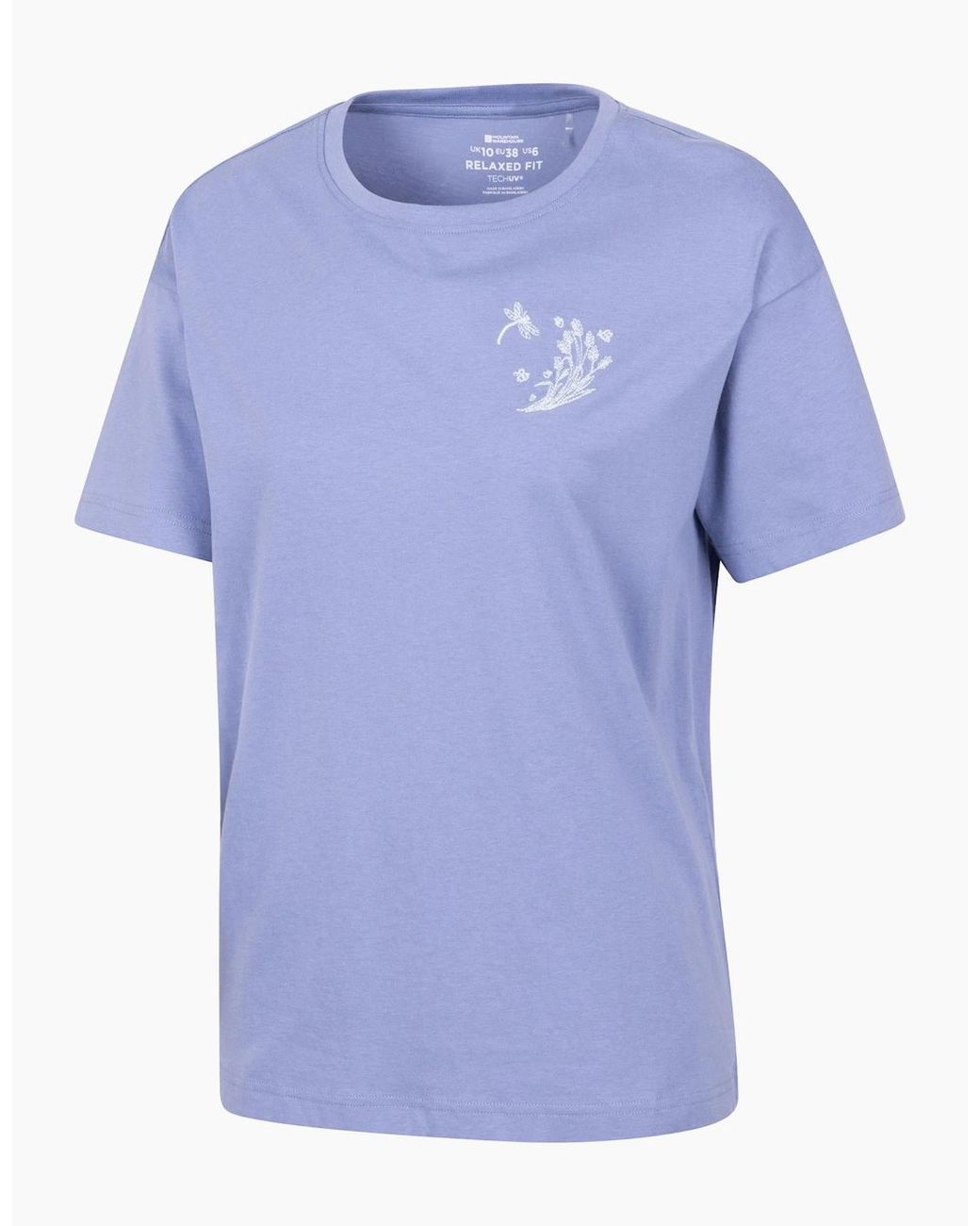 Mountain Warehouse Blue Ladies Dragonfly Embroidered Relaxed Fit Short Sleeved T Shirt