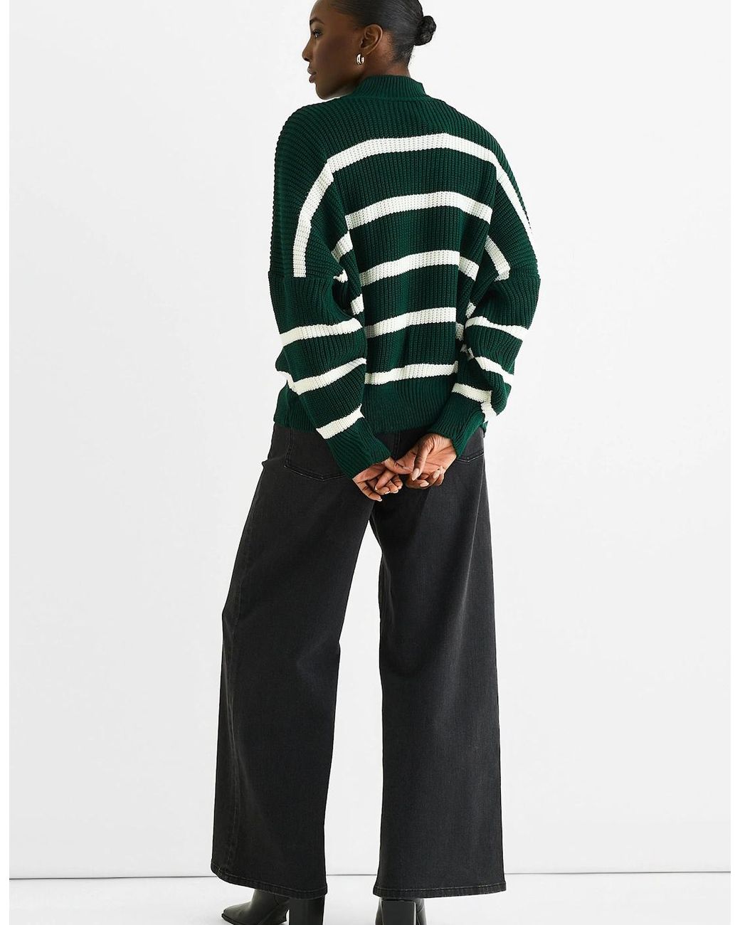Gini London Green Chunky Knit High Neck Jumper