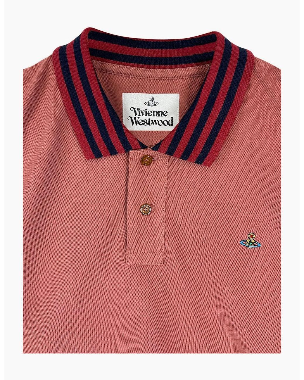 Vivienne Westwood Red Light Brick Contrasting Collar Polo Shirt for men