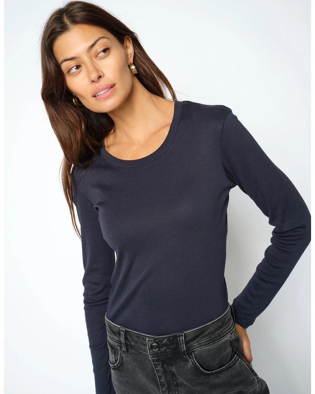 Mos Mosh Blue Mali O Neck Long Sleeve Tee