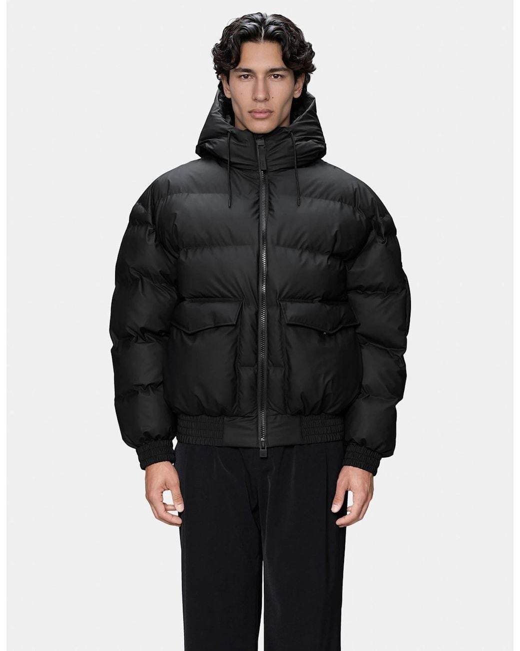 Rains Black Alta Bomber Puffer Jacket