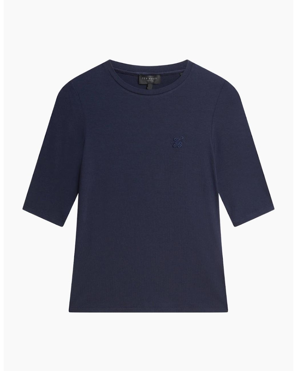 Ted Baker Blue Casy Fitted Half Sleeve Chest Branded T-Shirt
