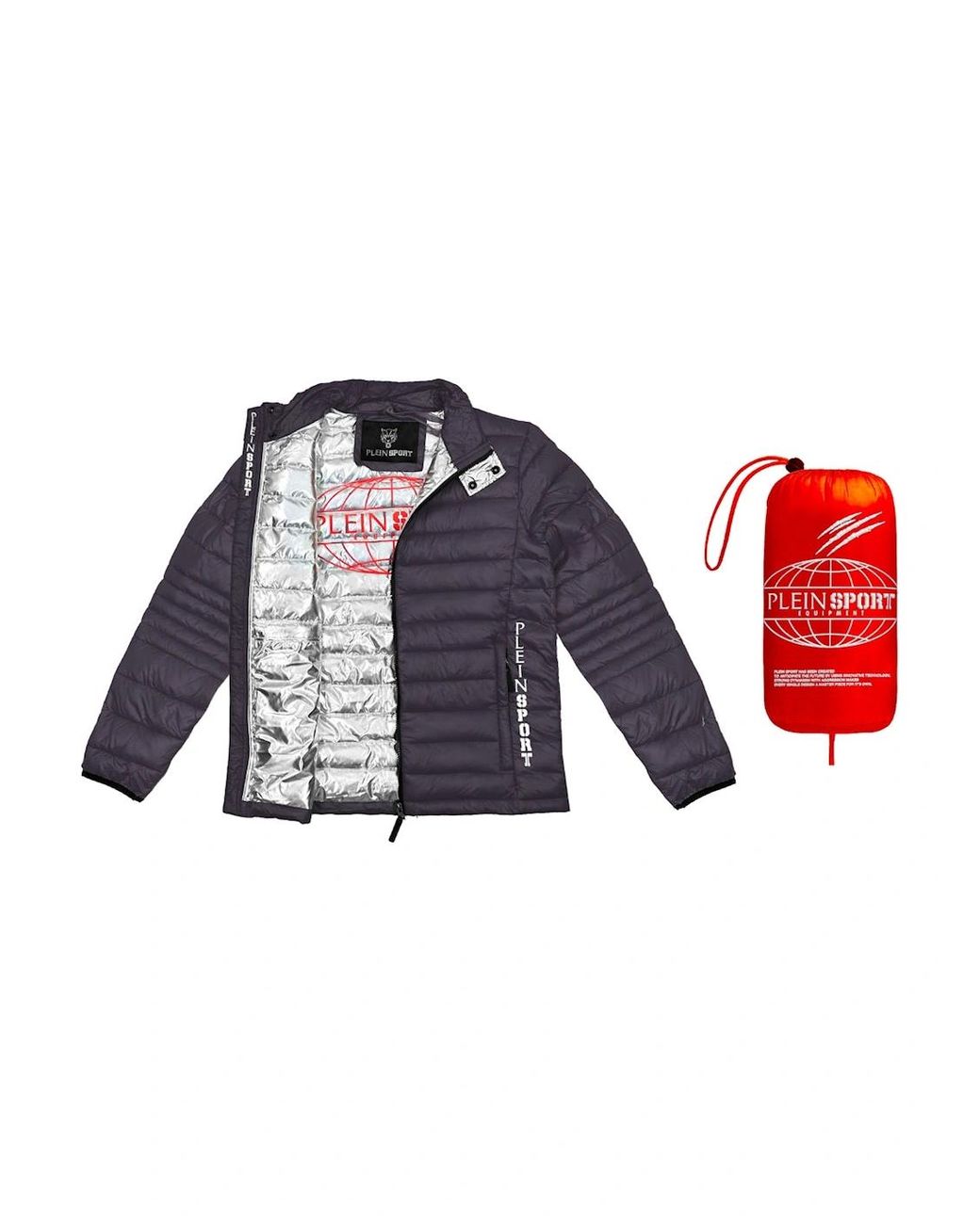 Philipp Plein Gray Plein Sport Plain Padded Jacket for men