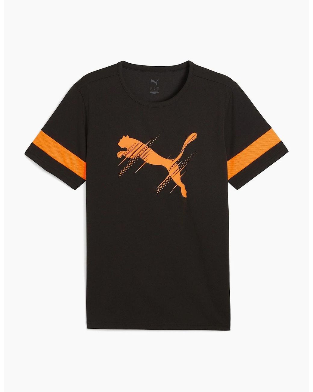 PUMA Black Attacanto Logo Jersey Short Sleeve Performance T-Shirt for men