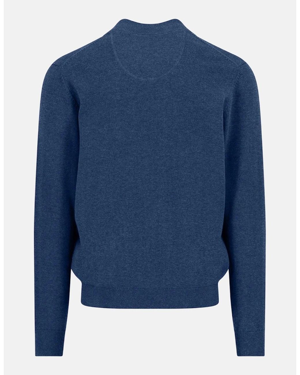 Fynch-Hatton Blue Fine Knit Zipped Cardigan Midnight for men