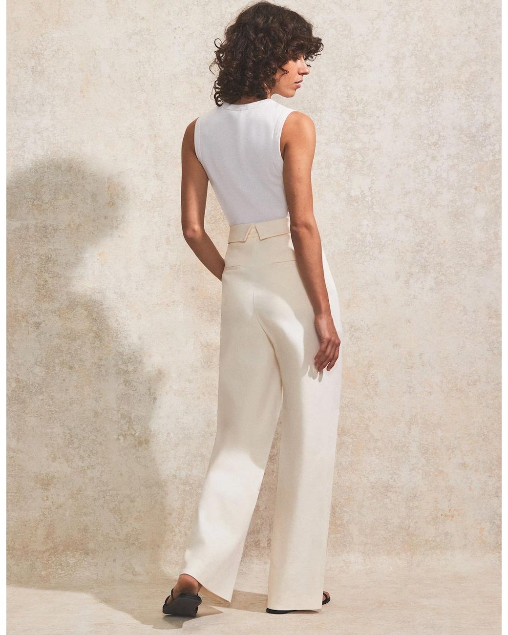 Ro&zo Natural Petite Folded-Waistband Trousers