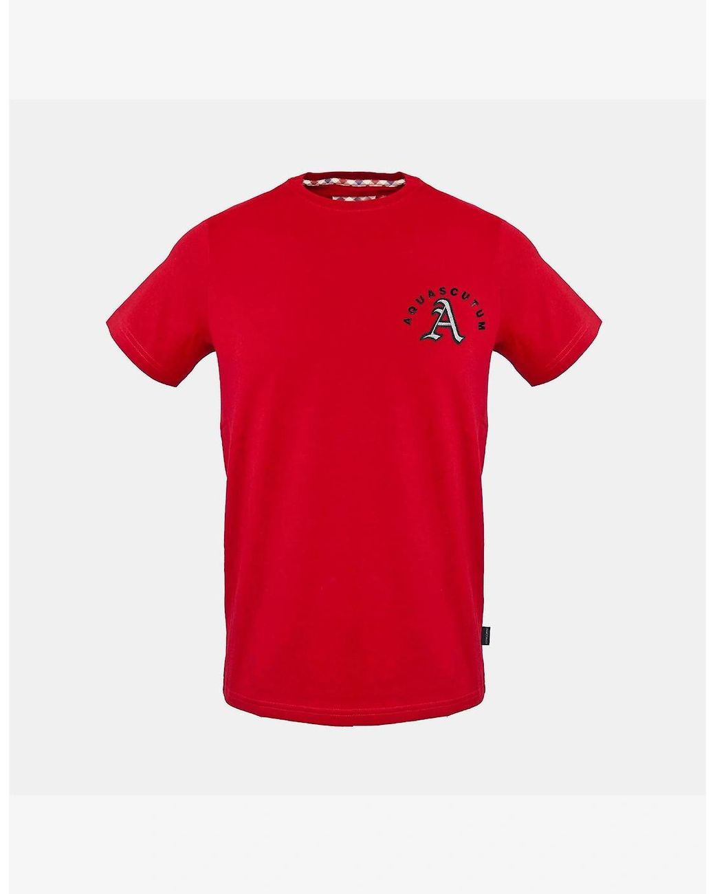 Aquascutum Red Crew Neck Regular Fit Short Sleeve T-Shirt for men