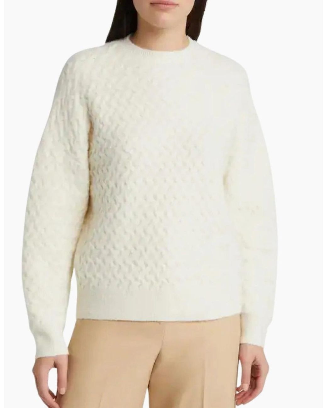 Ted Baker Natural Morlea Horizontal Cable Ivory Crewneck Sweater