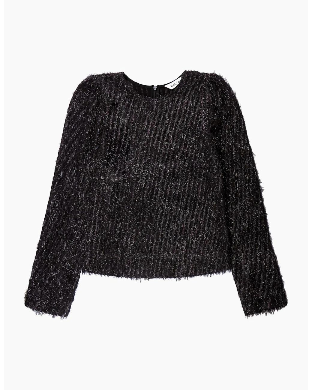 Ro&zo Black Tinsel Long-Sleeved Top