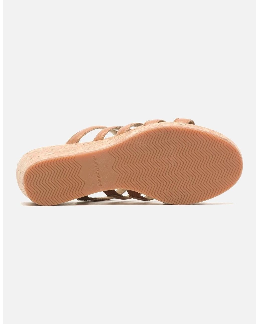 Hush Puppies Brown Willow Slide Leather Tan Wedges