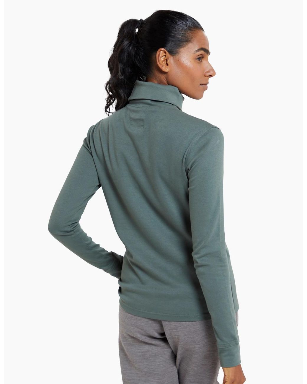 Mountain Warehouse Green Ladies Meribel Cotton Roll Neck Long-Sleeved Top