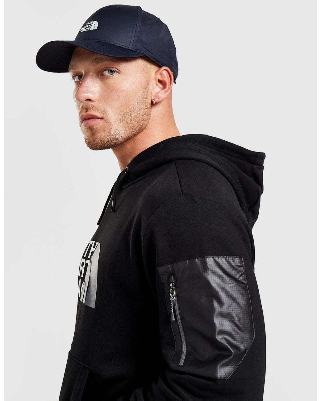 The North Face Black Inc Bondi Woven Pocket Pullover Hoodie for men