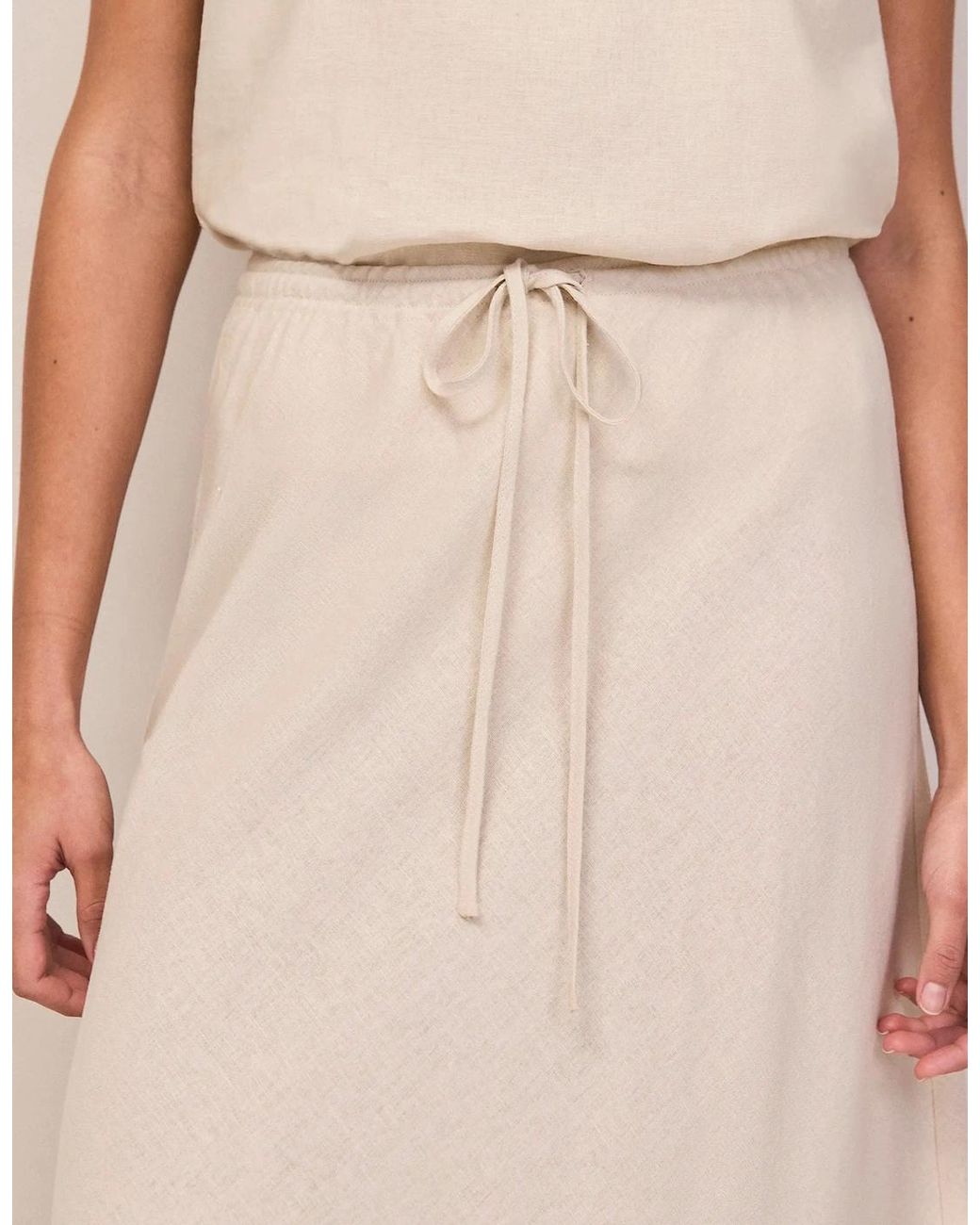 Ro&zo Natural Linen Blend Bias Skirt