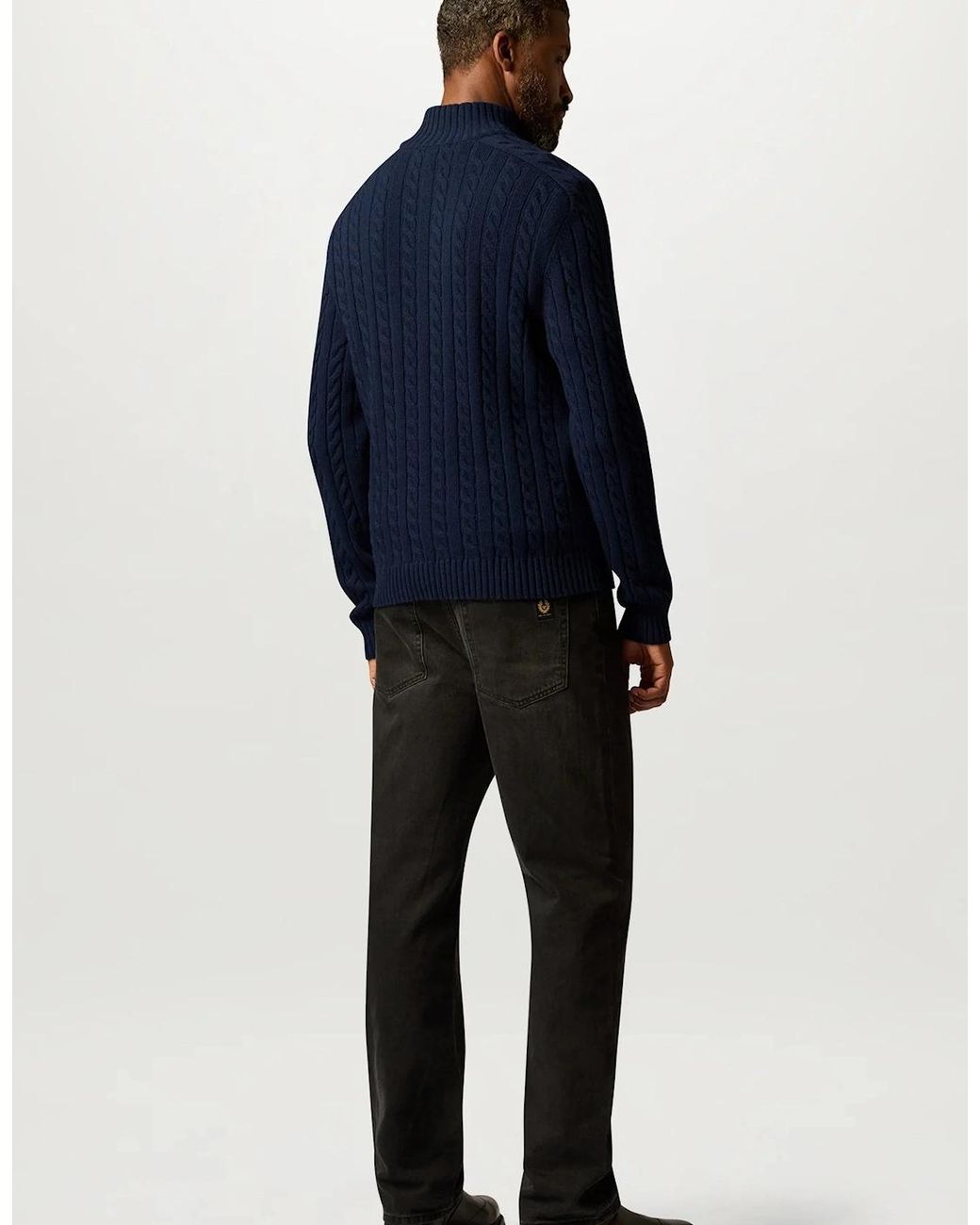 Belstaff Blue Westport Quarter Zip Sweater for men