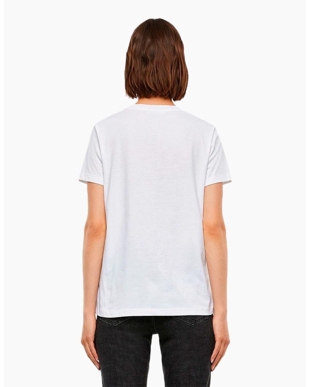 DIESEL White T Sily V23 T-Shirts Crew Neck Cotton Tops Short Sleeve Summer Tee