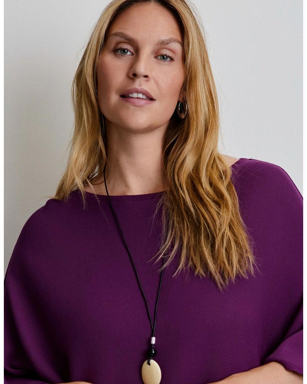 Live Unlimited London Purple Plum Batwing Knitted Jumper