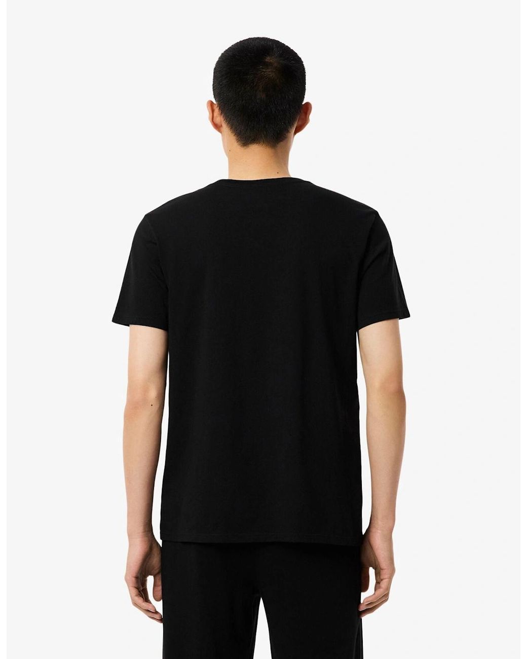 Lacoste Black 3-Pack Cotton Crew Neck T-Shirts for men