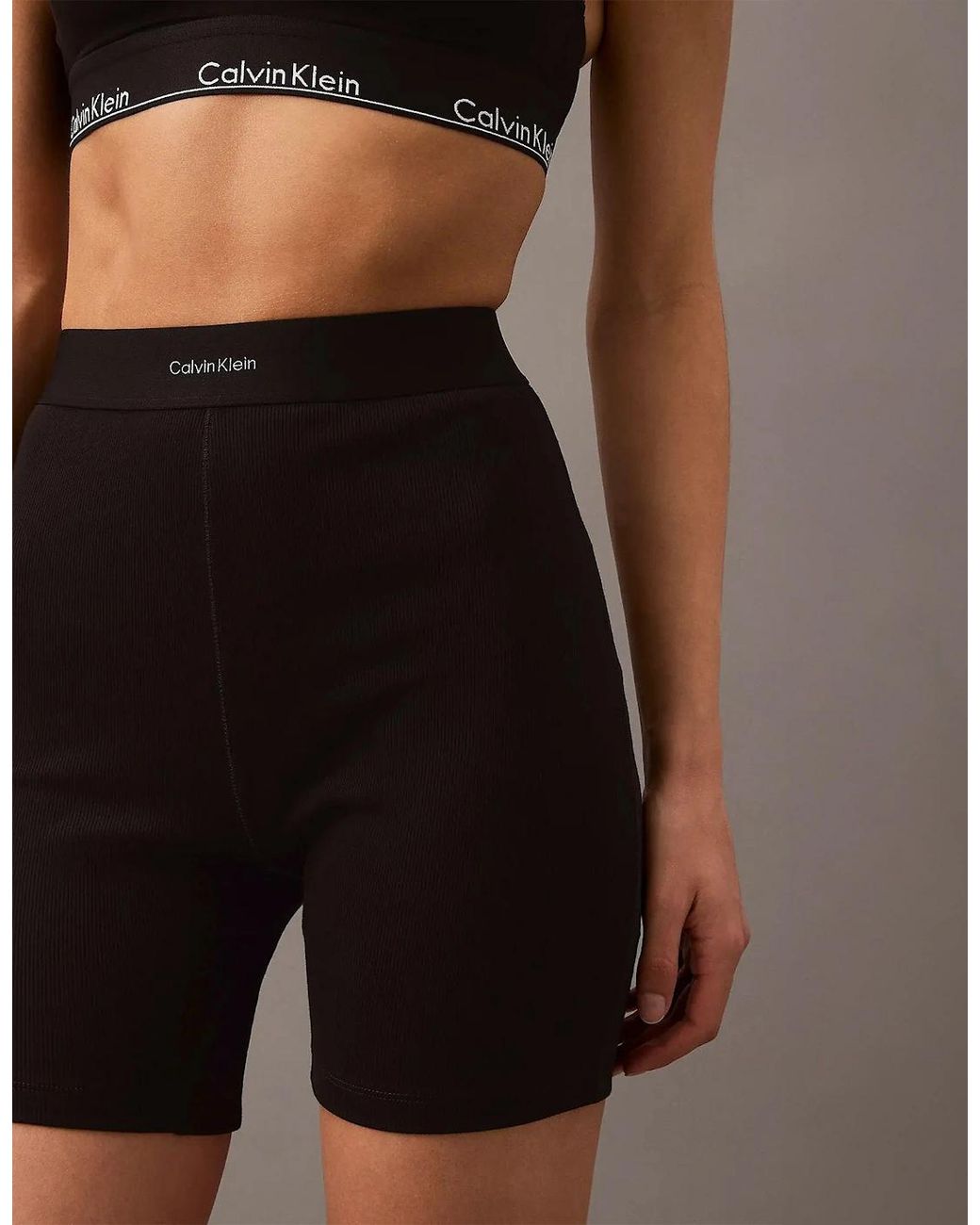 Calvin Klein Black Cotton Stretch Rib Lounge Shorts