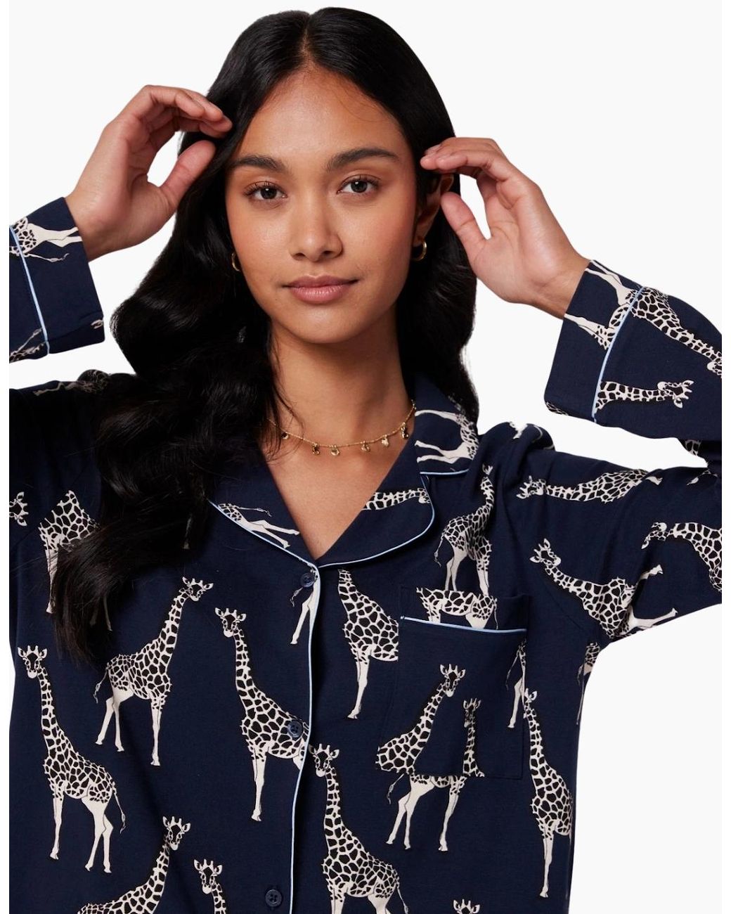 Chelsea Peers Blue Cw3007Rgra20 Organic Cotton Long Pyjama Set