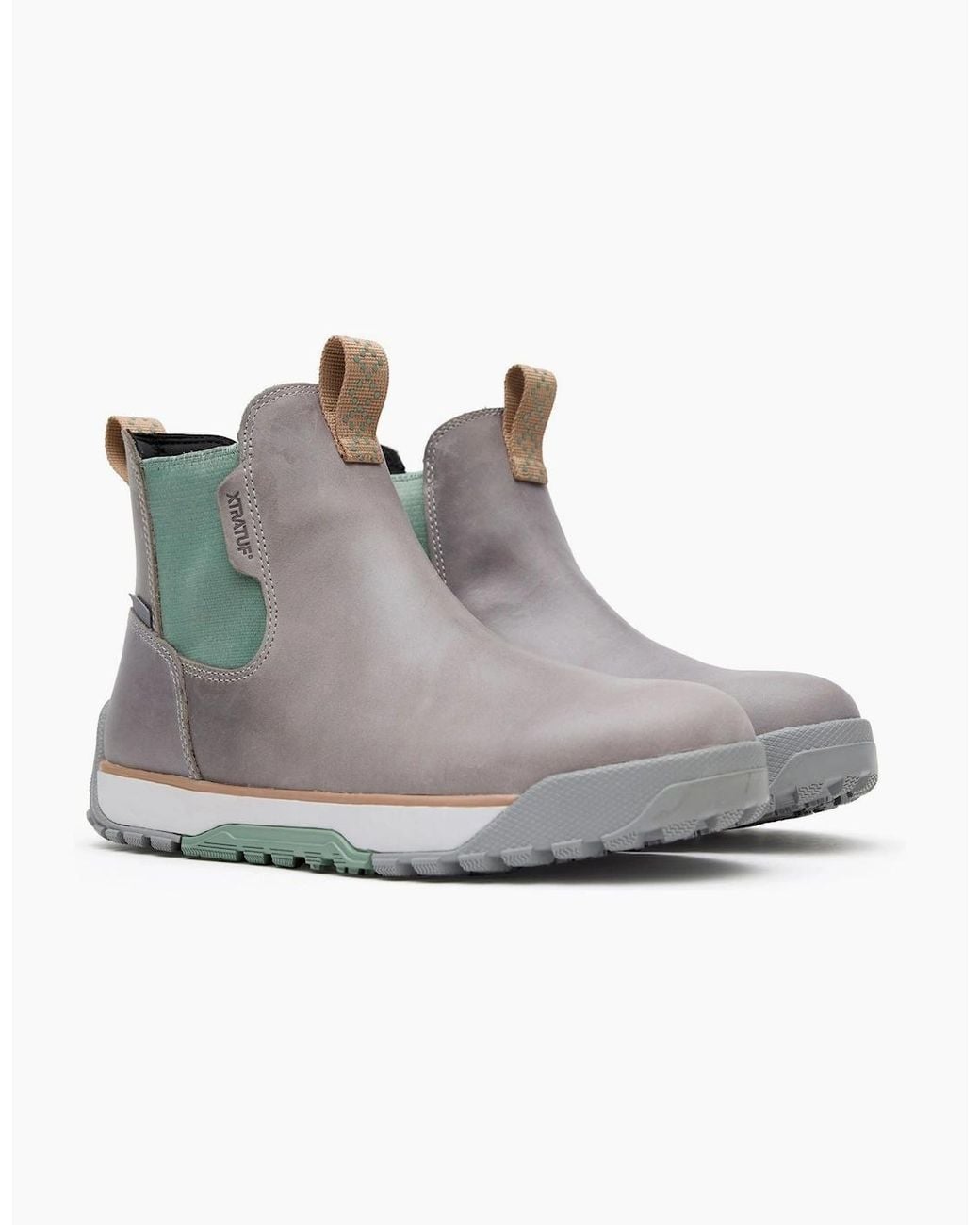 XtraTuf Gray Ankle Deck Leather Leather /Iceberg Wellington Boots