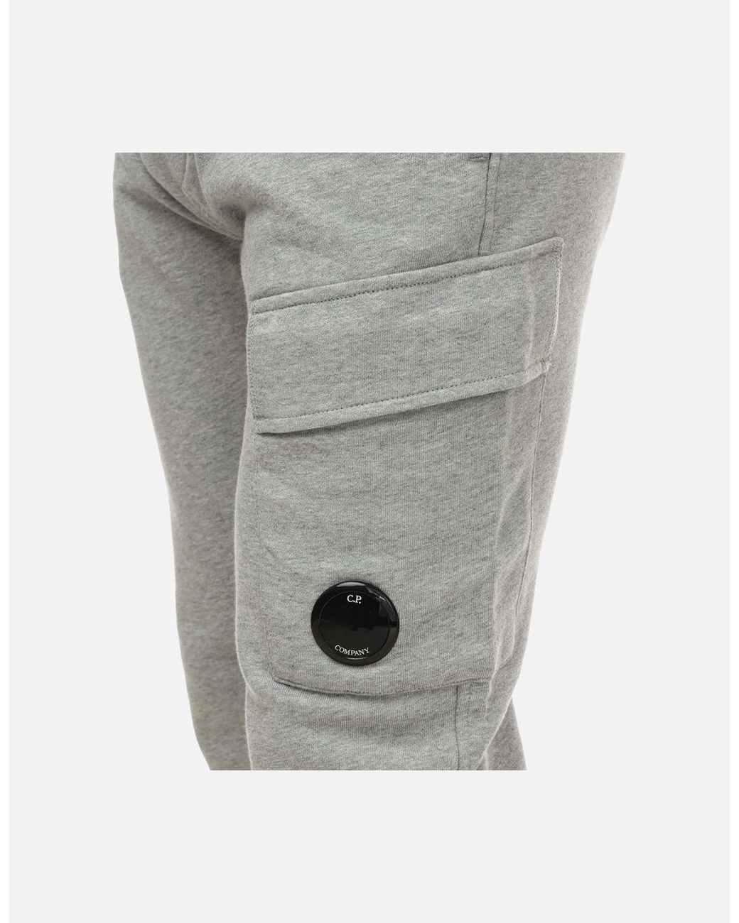 C P Company Gray Diagonal Raised Fleece Cargo Sweatpants for men