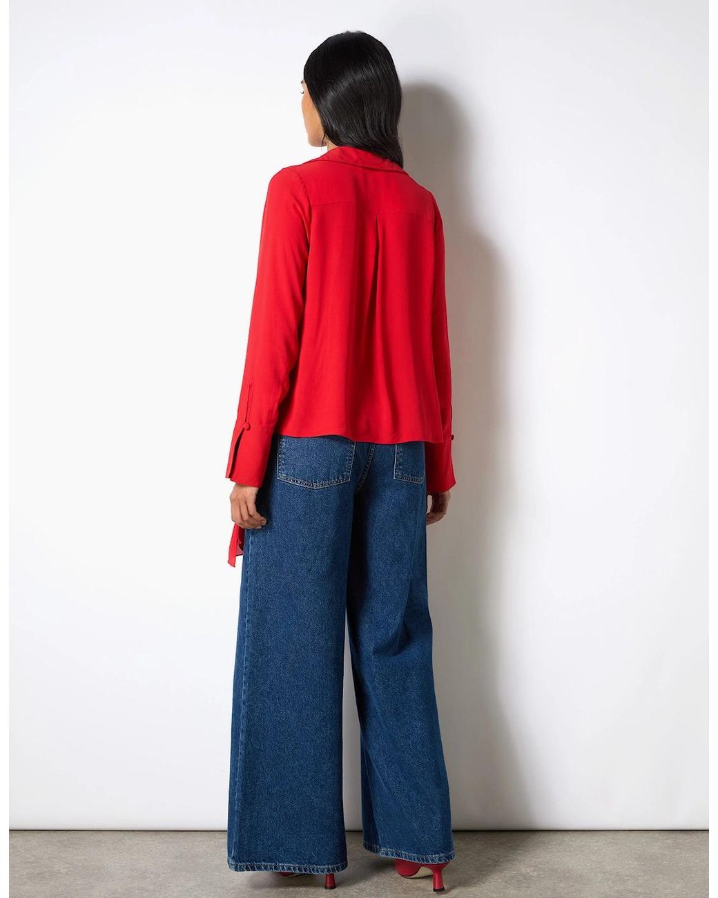 Ro&zo Red Tie Neck Blouse