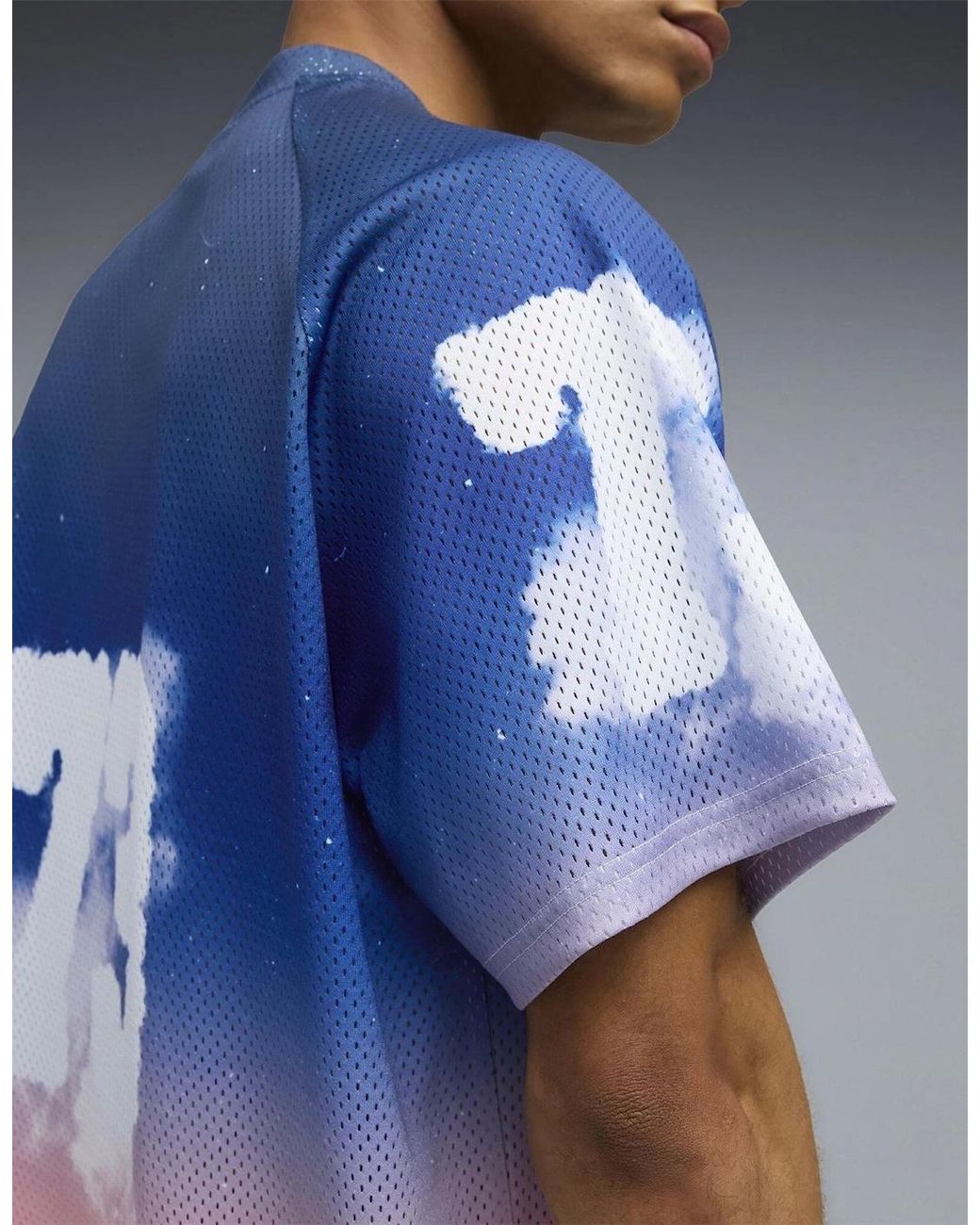 PUMA Blue Hooptopia Sunset Hoops Jersey Performance T-Shirt for men
