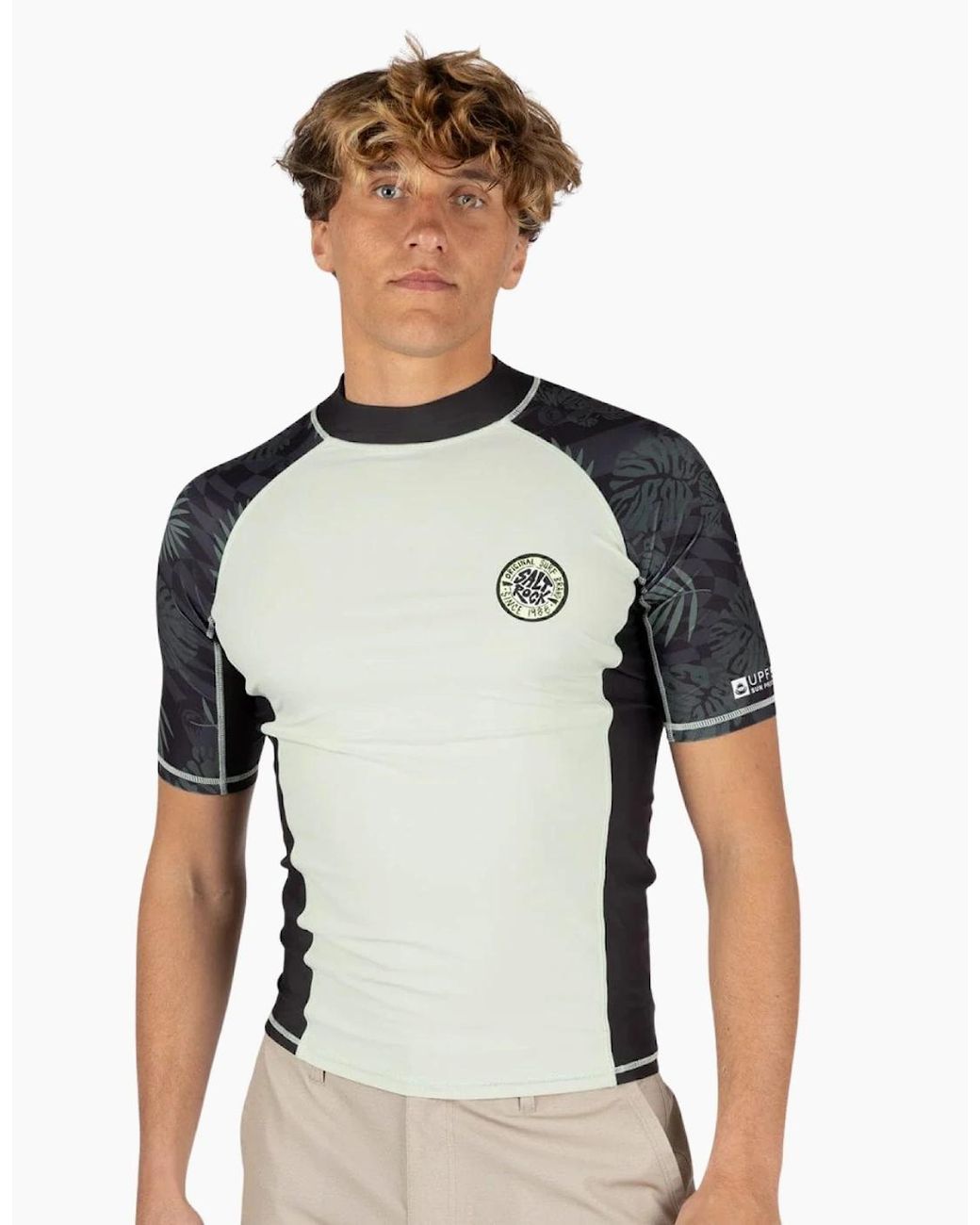 Saltrock Gray Warp Surf Short Sleeve Rash Vest for men