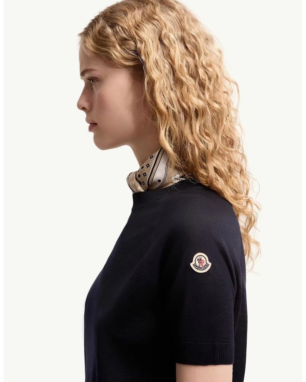 Moncler Blue Knitted T-Shirt for men