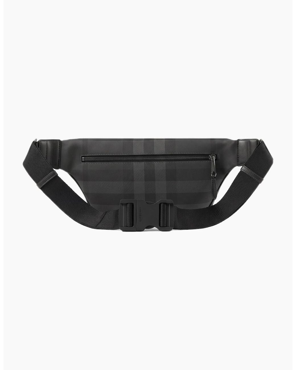 Burberry Black 'Cason' Check Belt Bag Charcoal for men