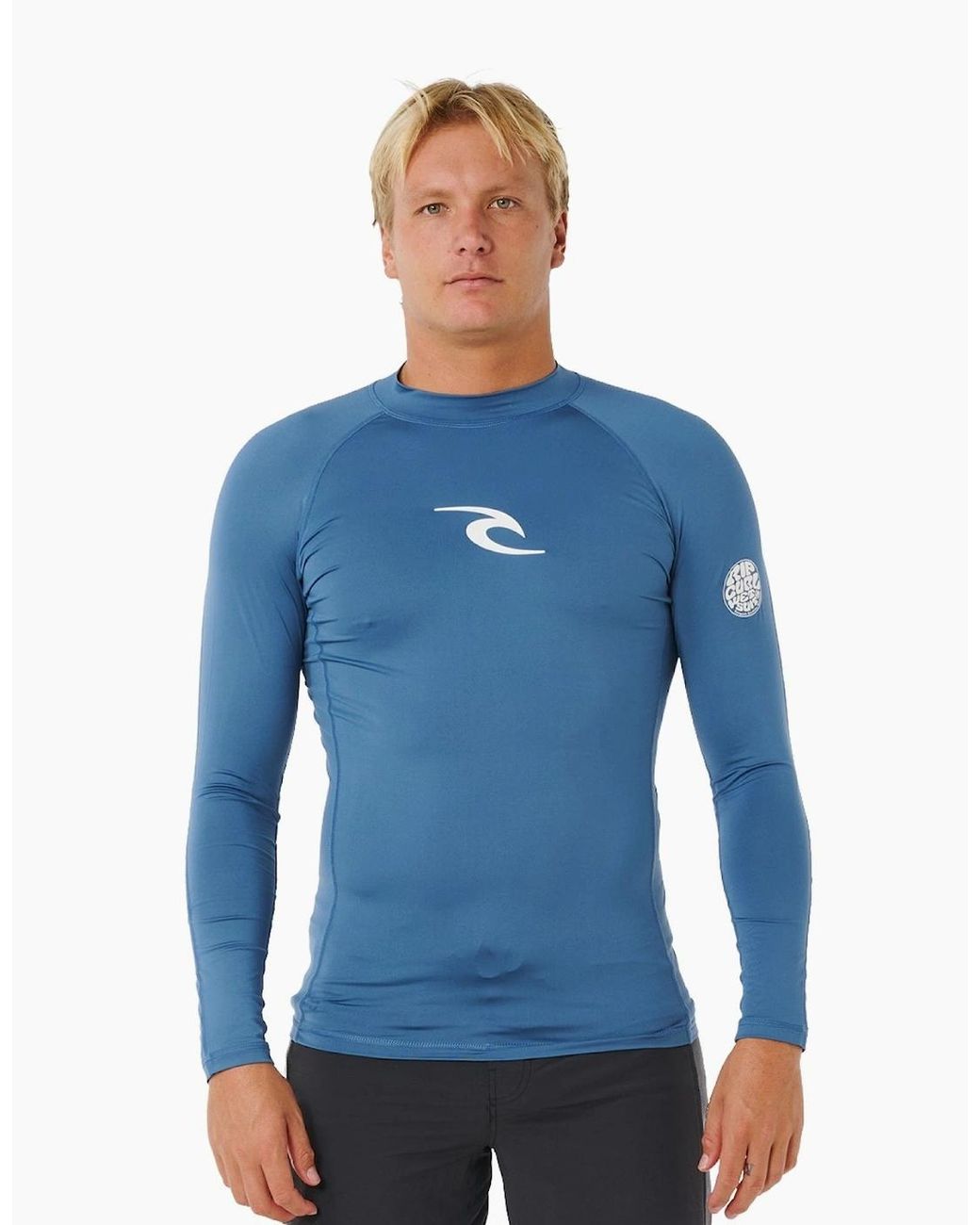 Rip Curl Blue Rip Curl Waves Long Sleeve Rash Vest for men