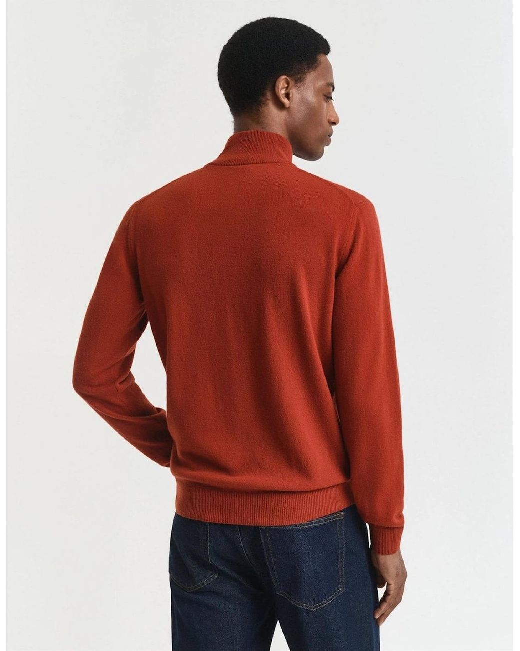 Gant Red Lambswool Half Zip Sweater for men
