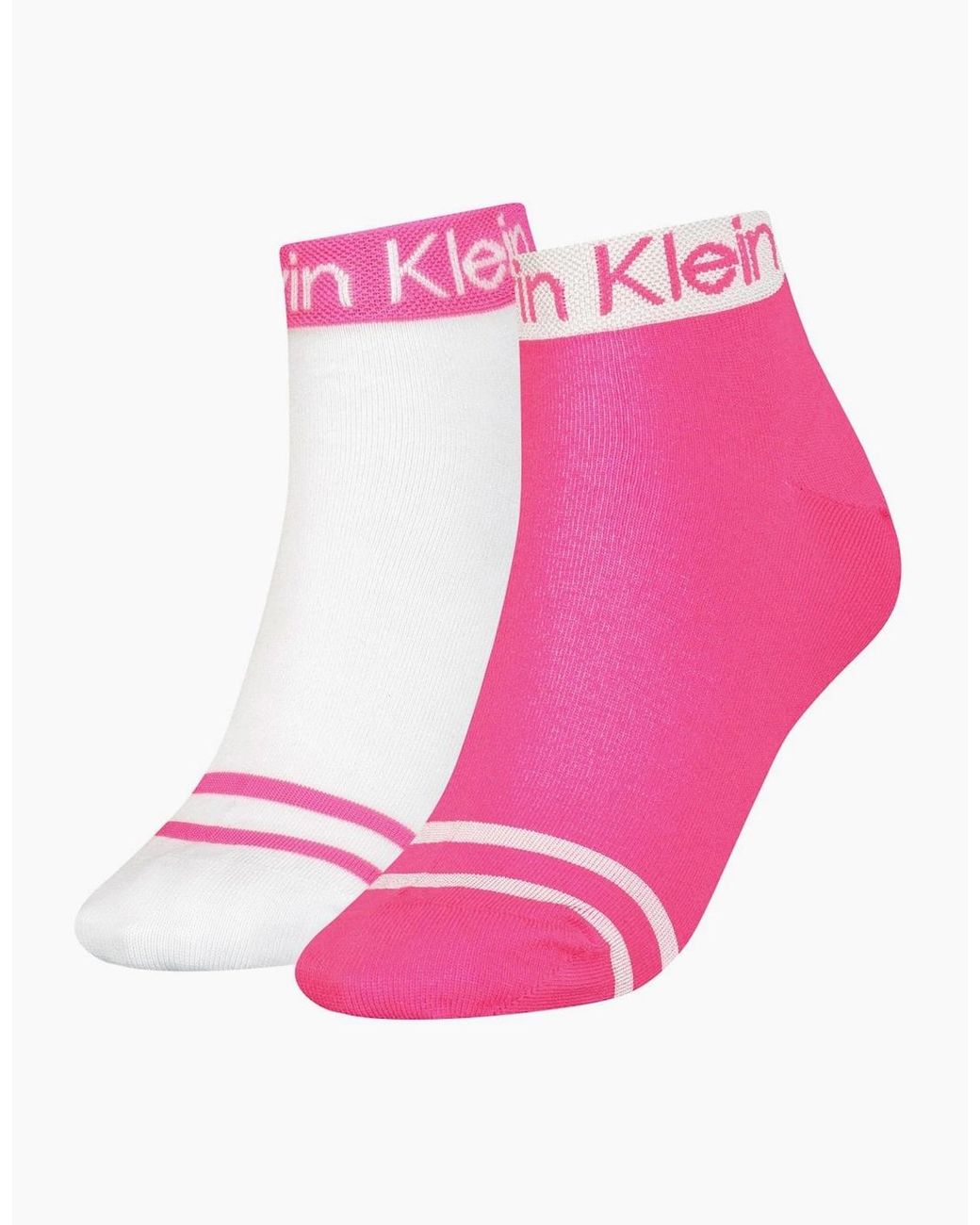 Calvin Klein Pink 2-Pack Logo Welt Quarter Socks