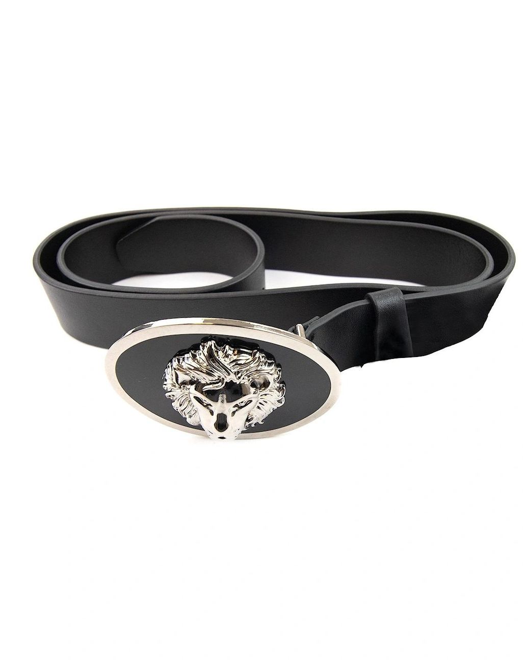 Versus  Black Versace Versus Oval Lion Buckle Belt for men