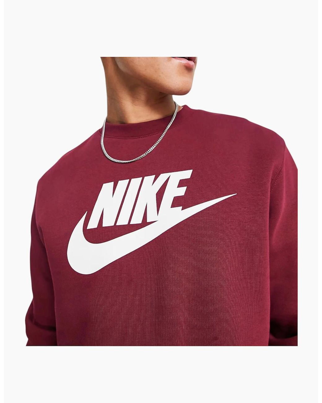 Nike Red Dq4912 Sweatshirt Sportswear Club Fleece Crew Neck Pullover Jumper New for men
