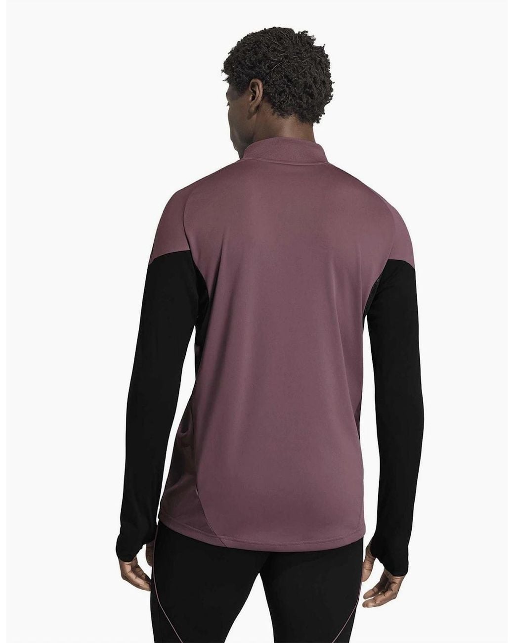 Adidas Black Arm Print Mock Neck Long Sleeve Athletic Top for men