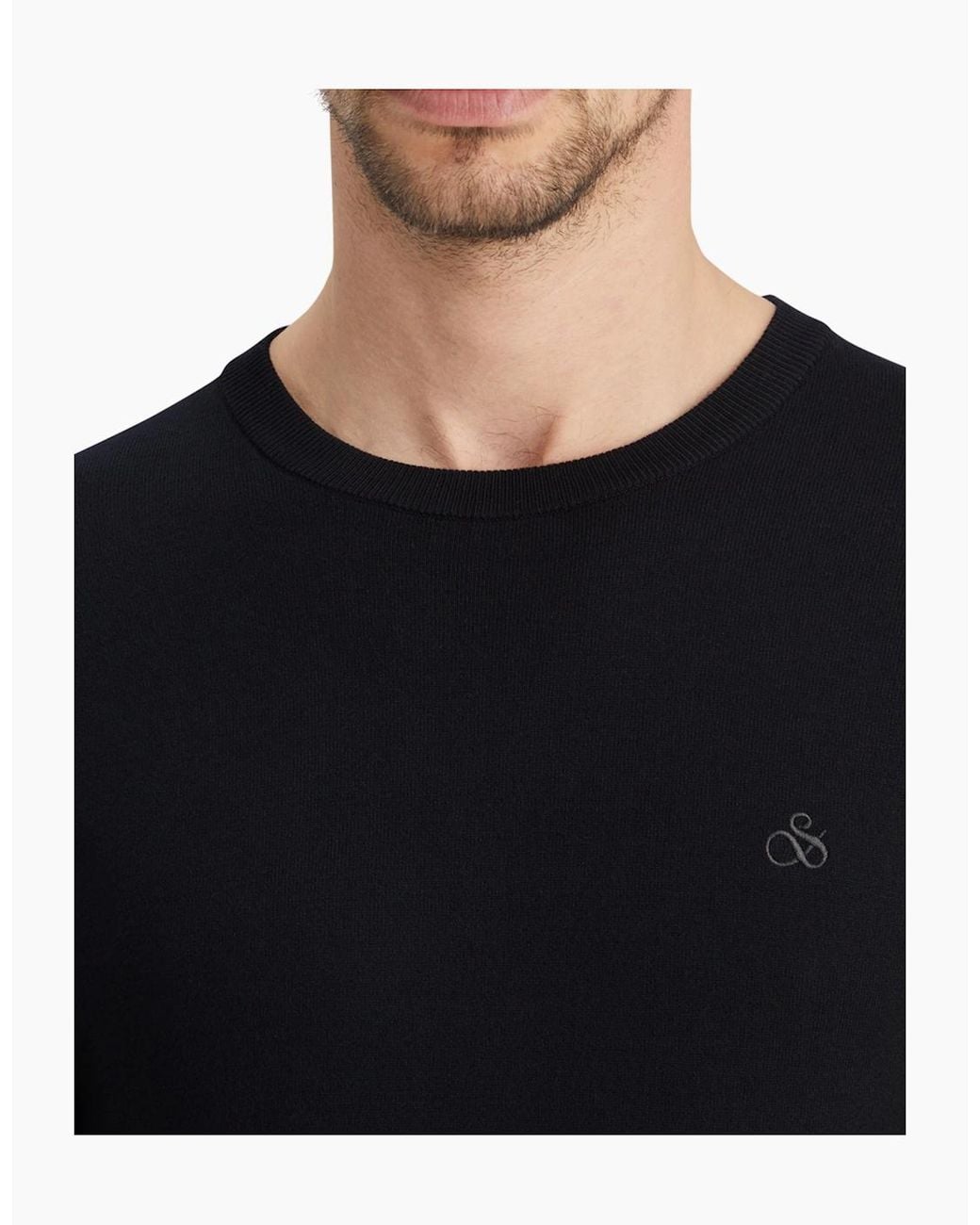 Scotch & Soda Black Viscose Pullover Crew Neck for men